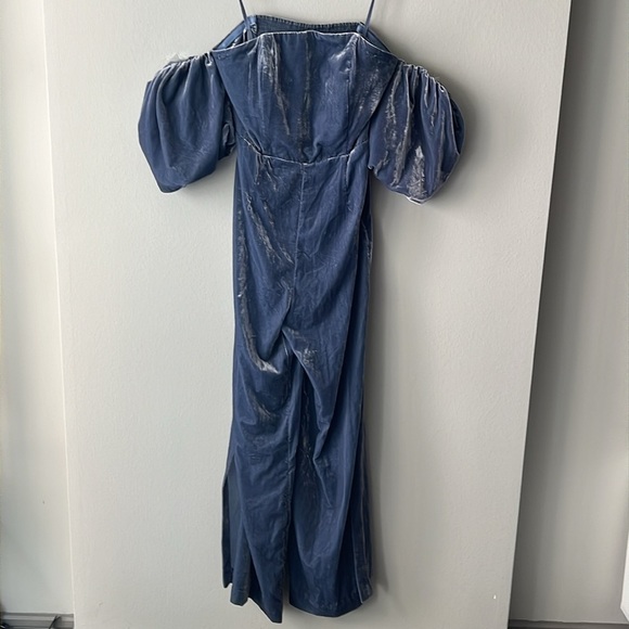 By Anthropologie The Femme Velvet Jumpsuit in Blue Multiple Sizes NWT - Picture 7 of 10